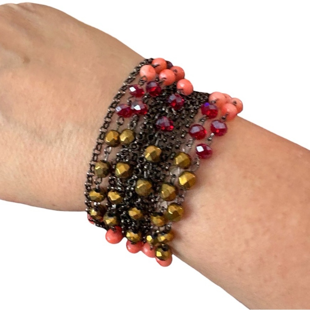 Leslie Danzis Multicolor, Multistrand Beaded Bracelet